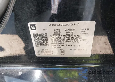 2018 Chevrolet Silverado 2500Hd Lt z USA, uszkodzony, nr VIN 1GC1KVEY3JF135708